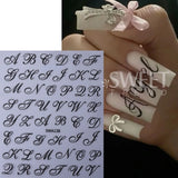 Gothic Letter Nail Stickers - 2pcs Black Red Design