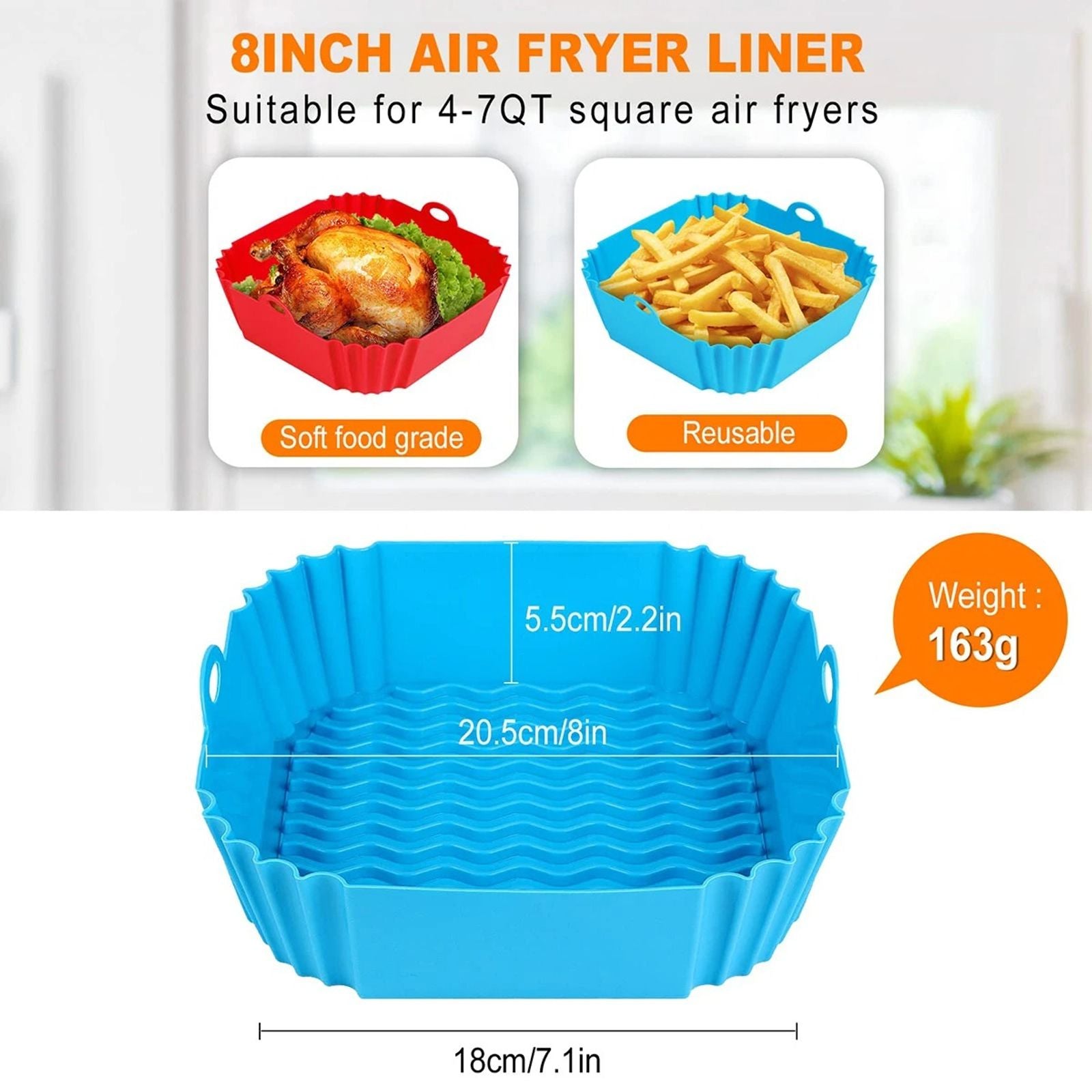 Silicone Air Fryer Pot Tray - Reusable BBQ Baking Mold