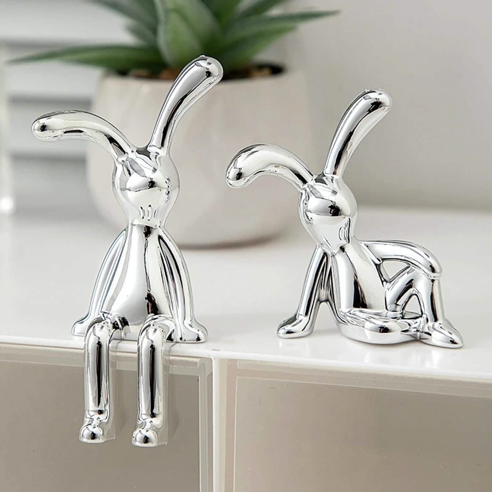 2PC Long-Eared Rabbit Double Statue Decoration