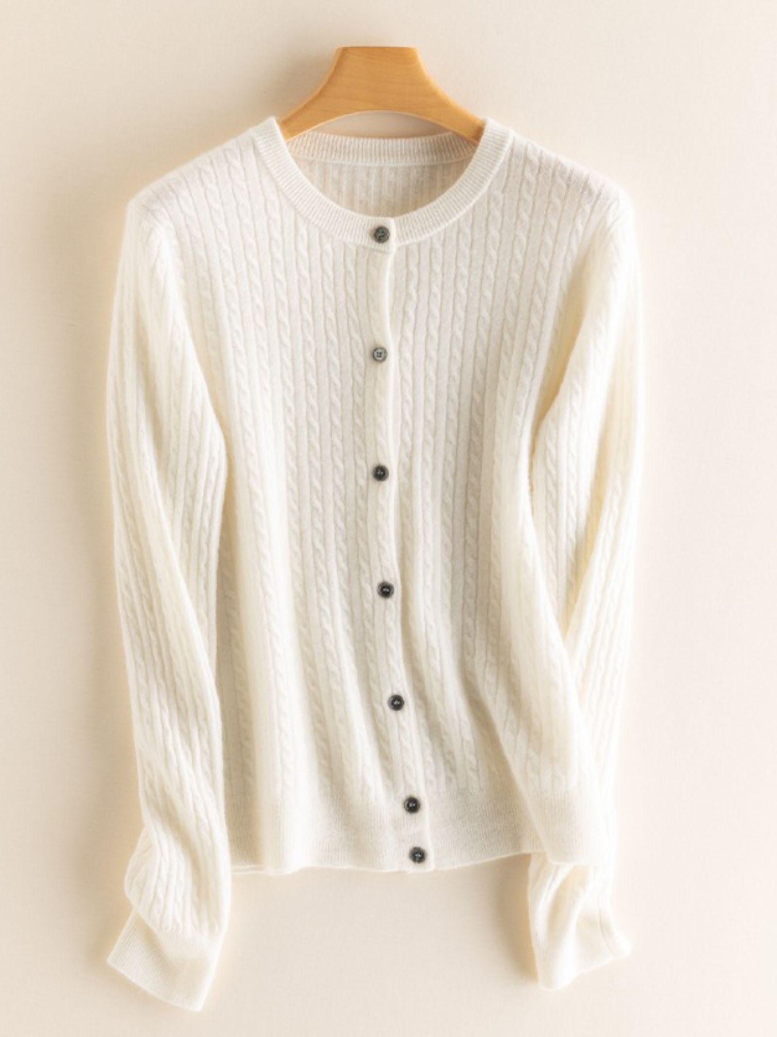 Women’s O Neck Long Sleeve Cable Knit Cardigan Sweater