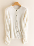 Women’s O Neck Long Sleeve Cable Knit Cardigan Sweater