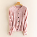 Women’s O Neck Long Sleeve Cable Knit Cardigan Sweater