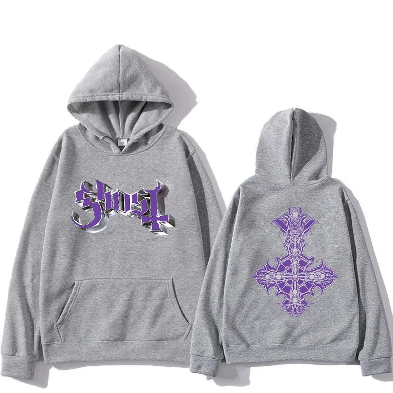 Ghost Skull Print Hooded Sweatshirt for Men and Women