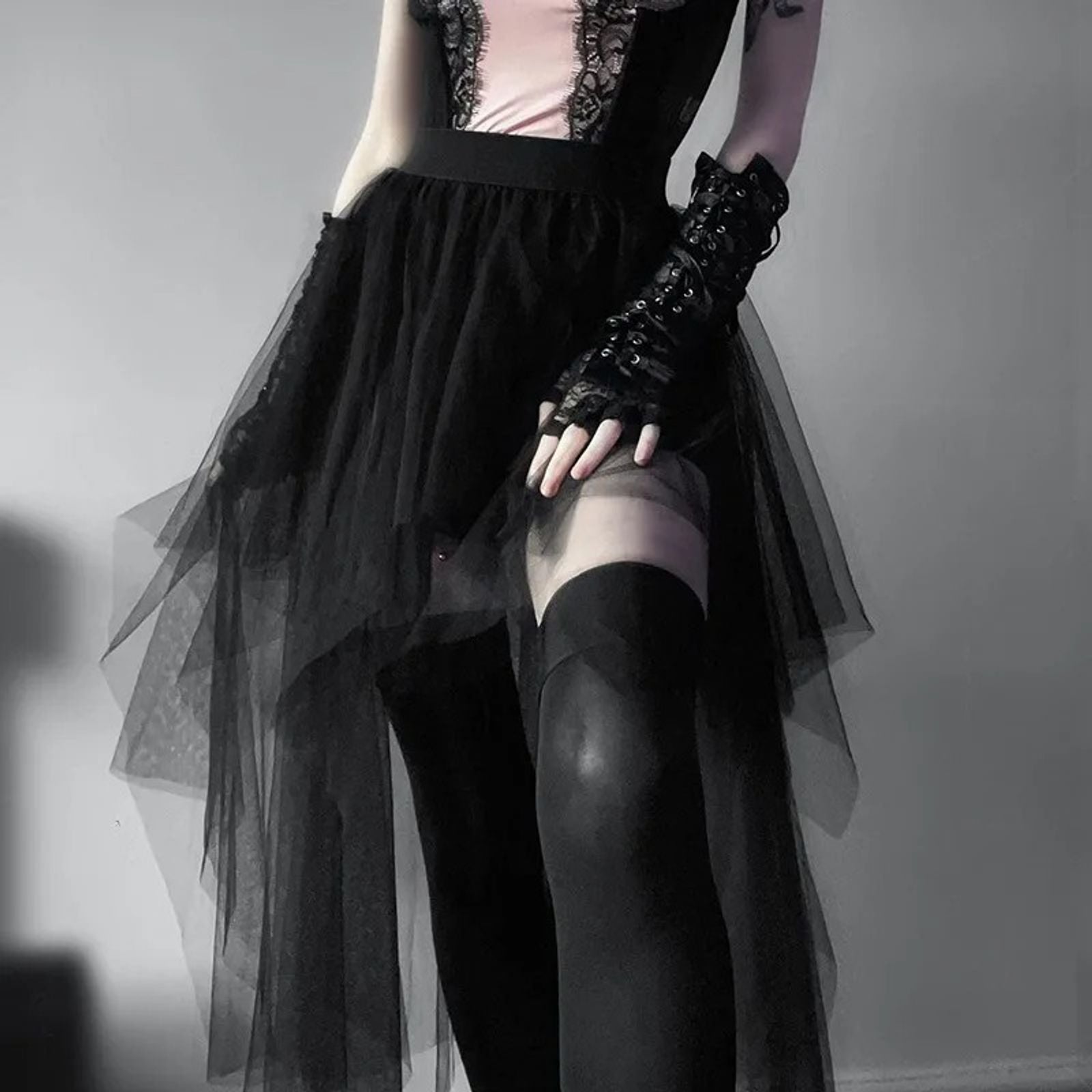 High-Waisted Irregular Skirt for Women - Gothic Style