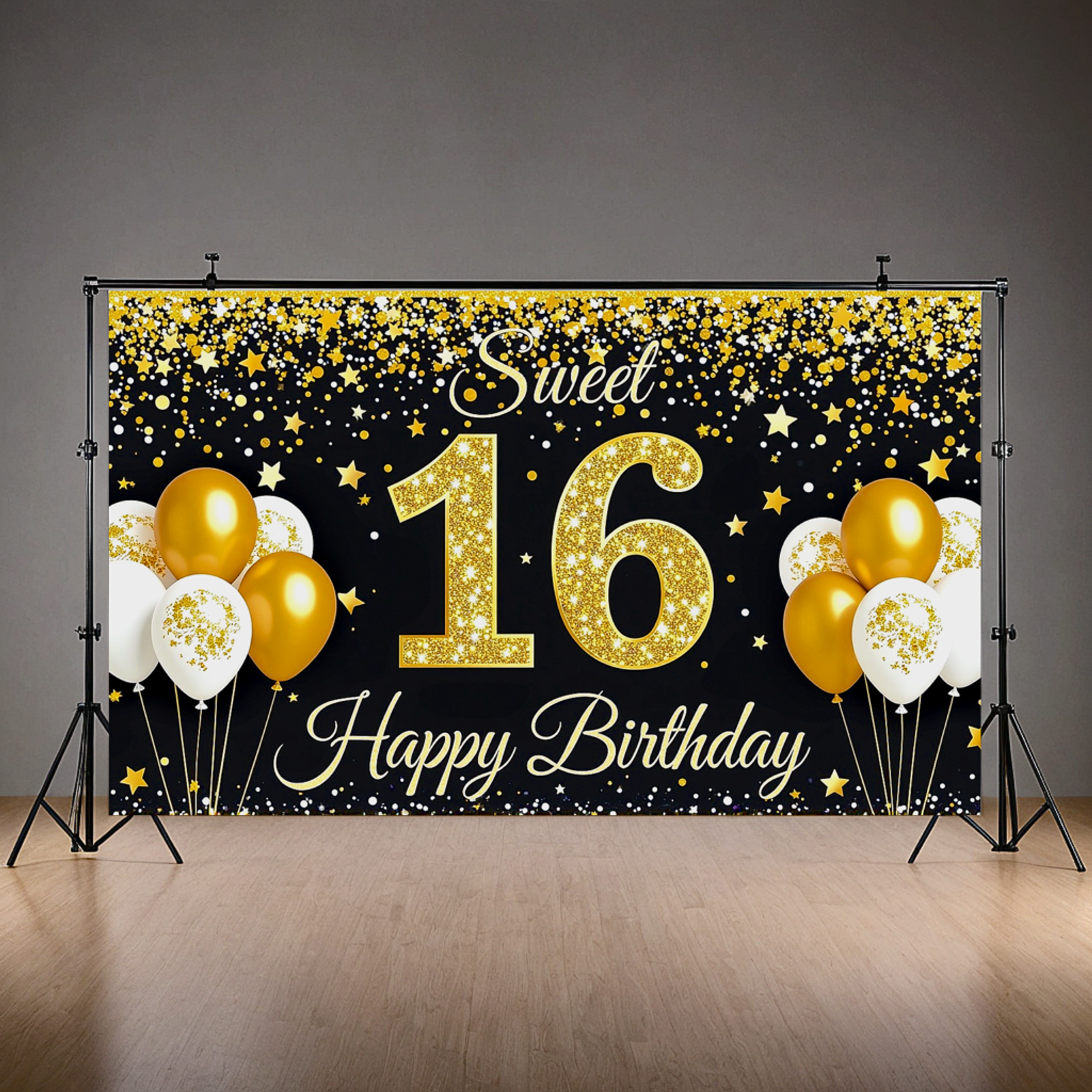 Sweet 16 Birthday Banner with Glitter Design
