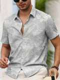 Men's Tropical Palm Leaf Print Short Sleeve Shirt
