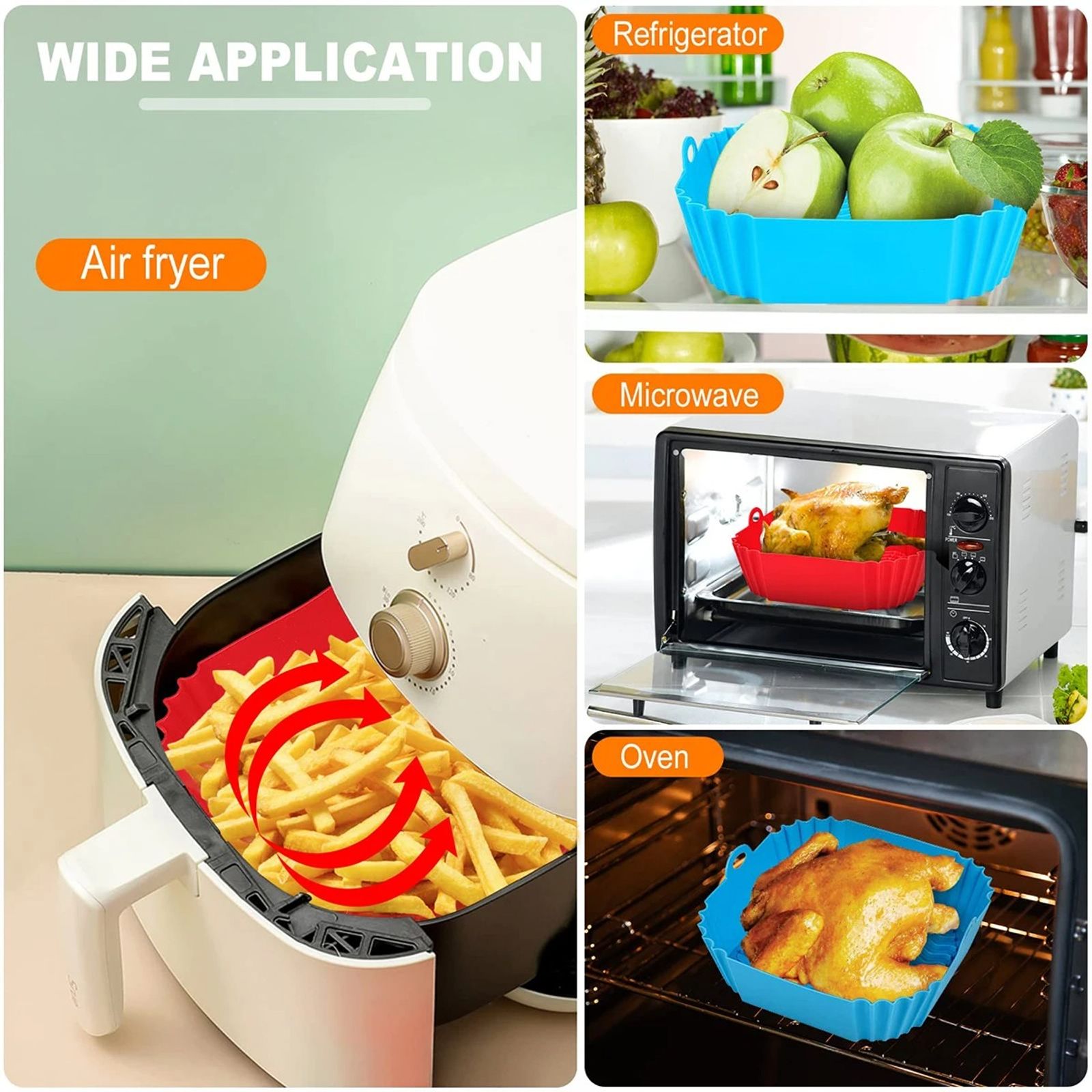 Silicone Air Fryer Pot Tray - Reusable BBQ Baking Mold
