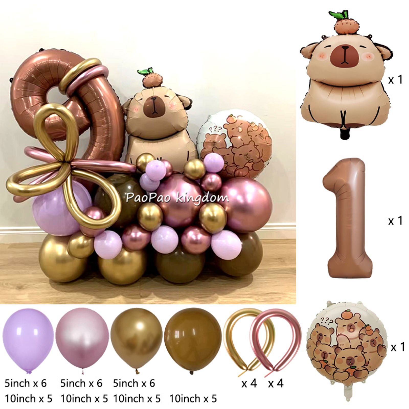 Cartoon Capybara Foil Balloon for Kids' Parties