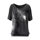 Womens Casual Plant Printed T-Shirt for Beach and Outdoor