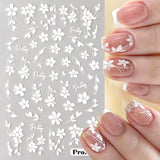 2pcs 3D White Flower Nail Art Stickers for DIY Manicure