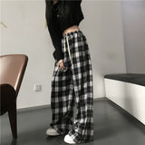 Oversized Black Plaid Women’s Sweatpants