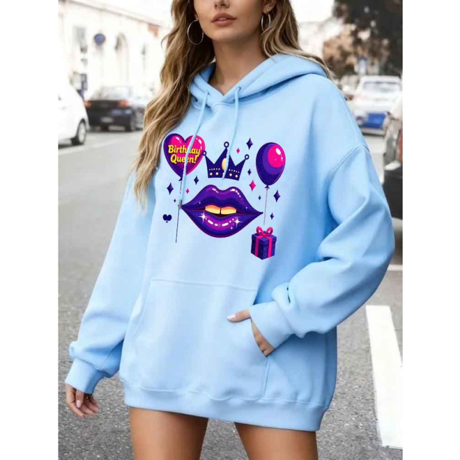 Womens Casual Hoodie with Long Sleeves and Slight Stretch