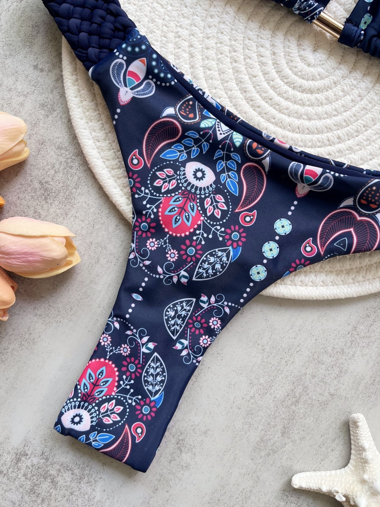 Print Halter Mini Thong High Cut Bikini Set