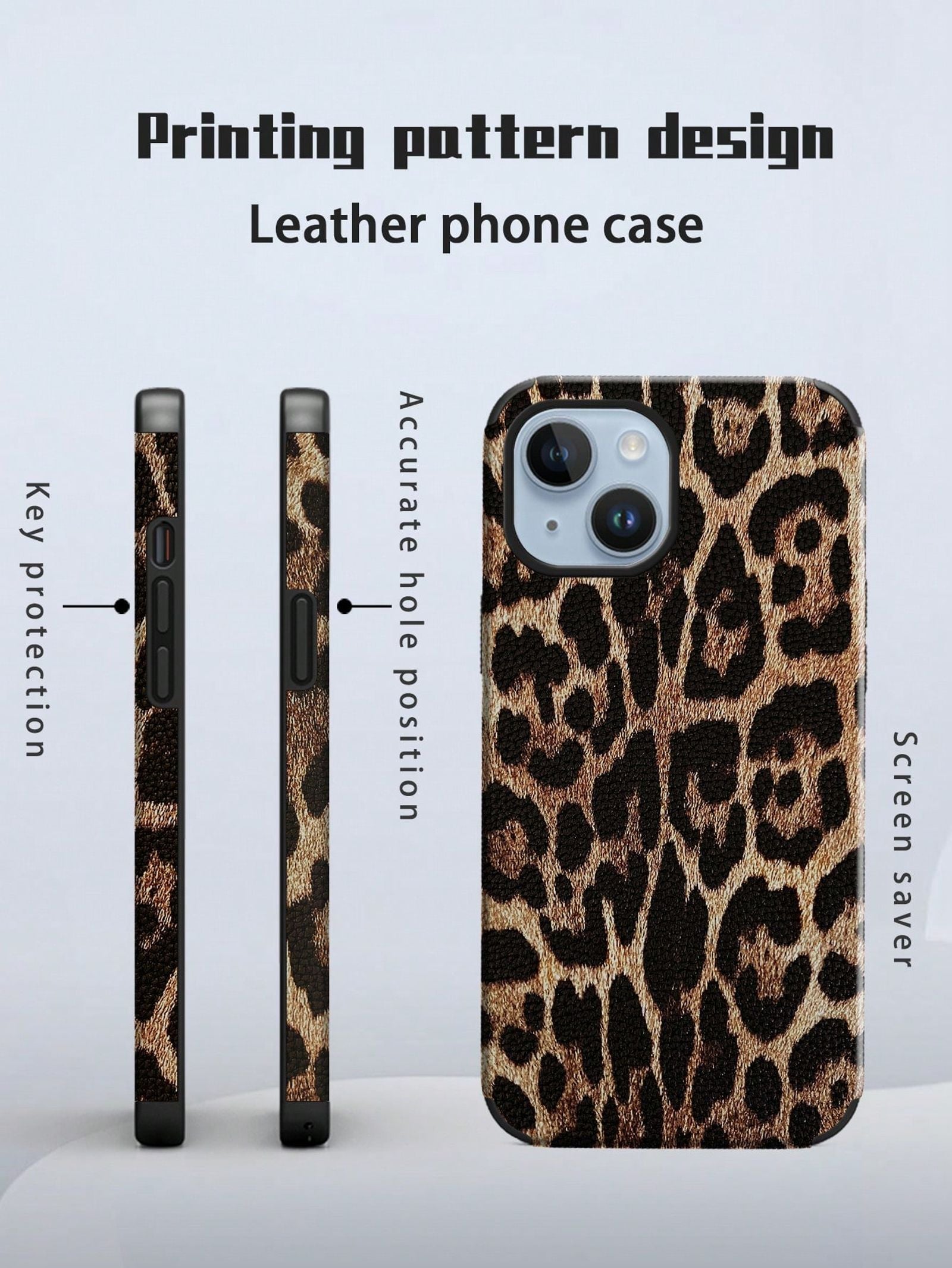Leopard Print PU Leather Shock-Proof Phone Case for iPhone