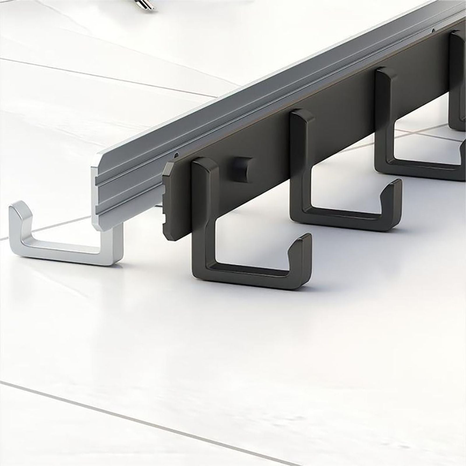 Heavy Duty Wall Coat Rack with Black Hooks