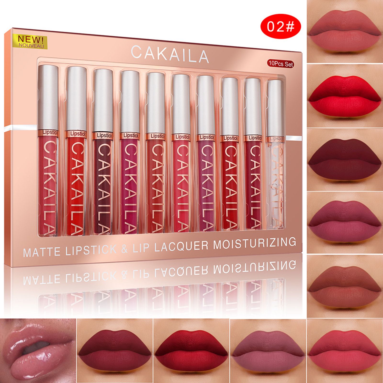 10pcs Nude Lip Gloss Matte Velvet Liquid Lipstick Set