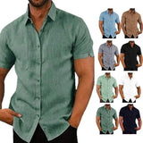 Men's Summer Cotton Linen Short Sleeve Shirts