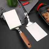 Stainless Steel Square Head Cooking Spatula with Wood Handle