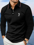 Men's Breathable Casual Long Sleeve Polo Shirt