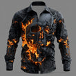Men's Skull Flame Button-Up Shirt - Gothic Style