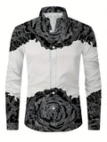Hawaiian Long-sleeved Collar Shirt with 3D Tiger Eagle Print