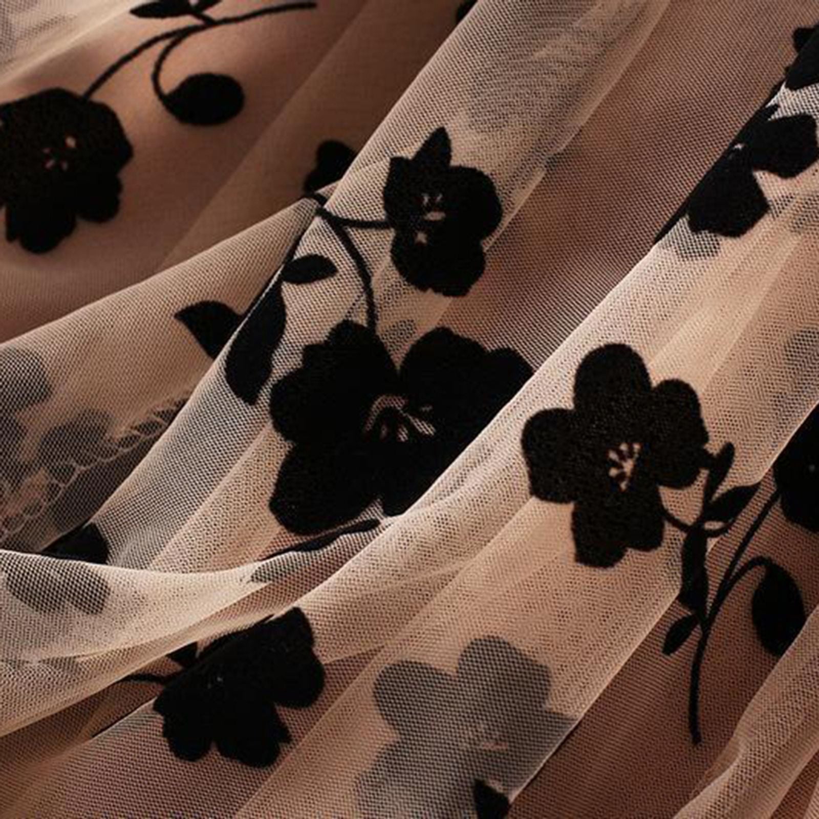 Elegant Floral Tulle Midi Skirt for Women