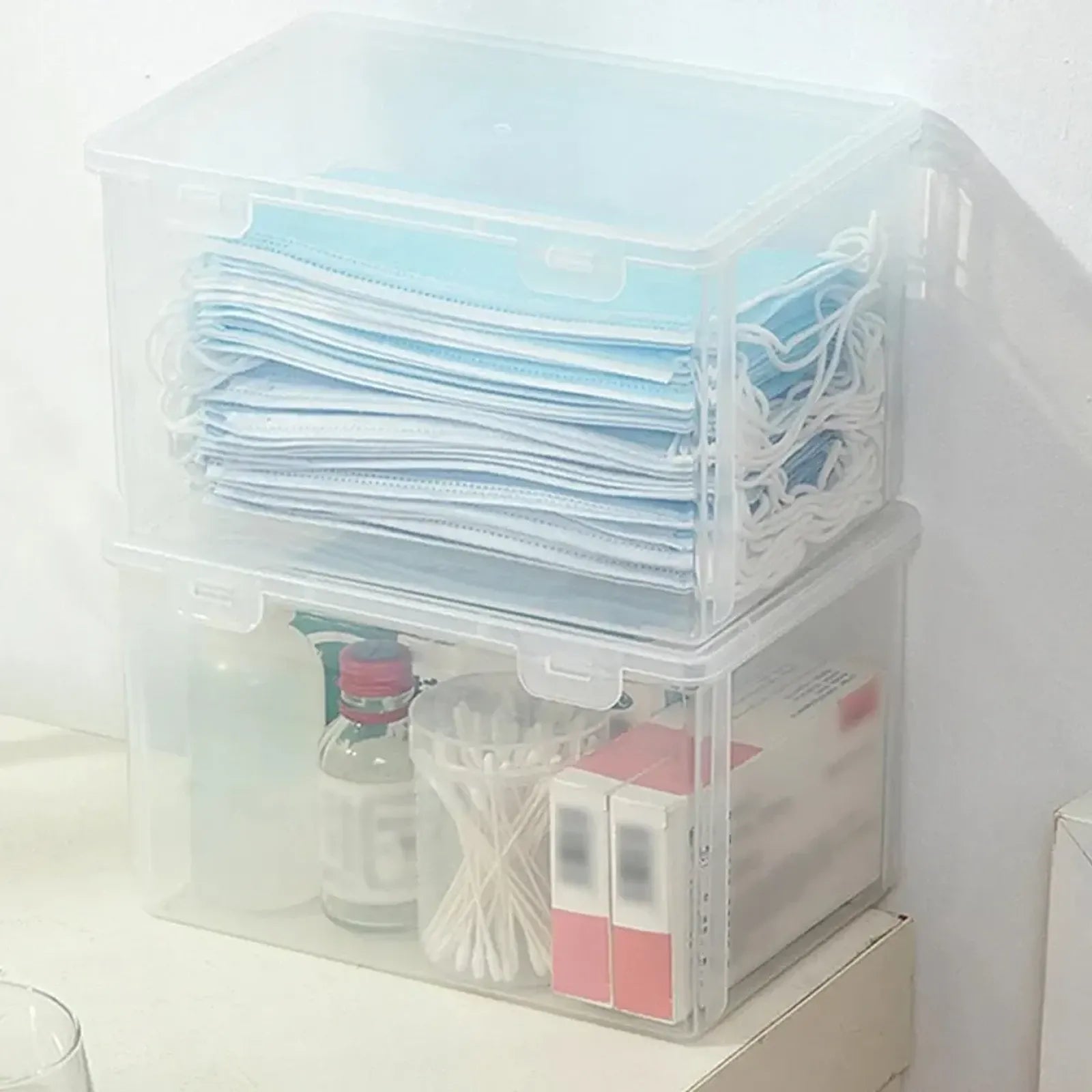 2PCS Transparent Large Capacity Mask Storage Box