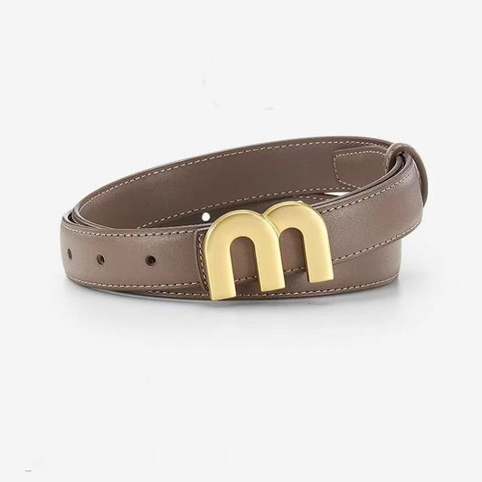 Women's Fashion Belt with High-Quality Gold Buckle