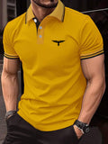 Men's Casual Short Sleeve Polo Shirt with Button Detail