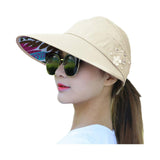 Womens Summer Wide Brim Foldable Sun Hat - Anti-UV Visor