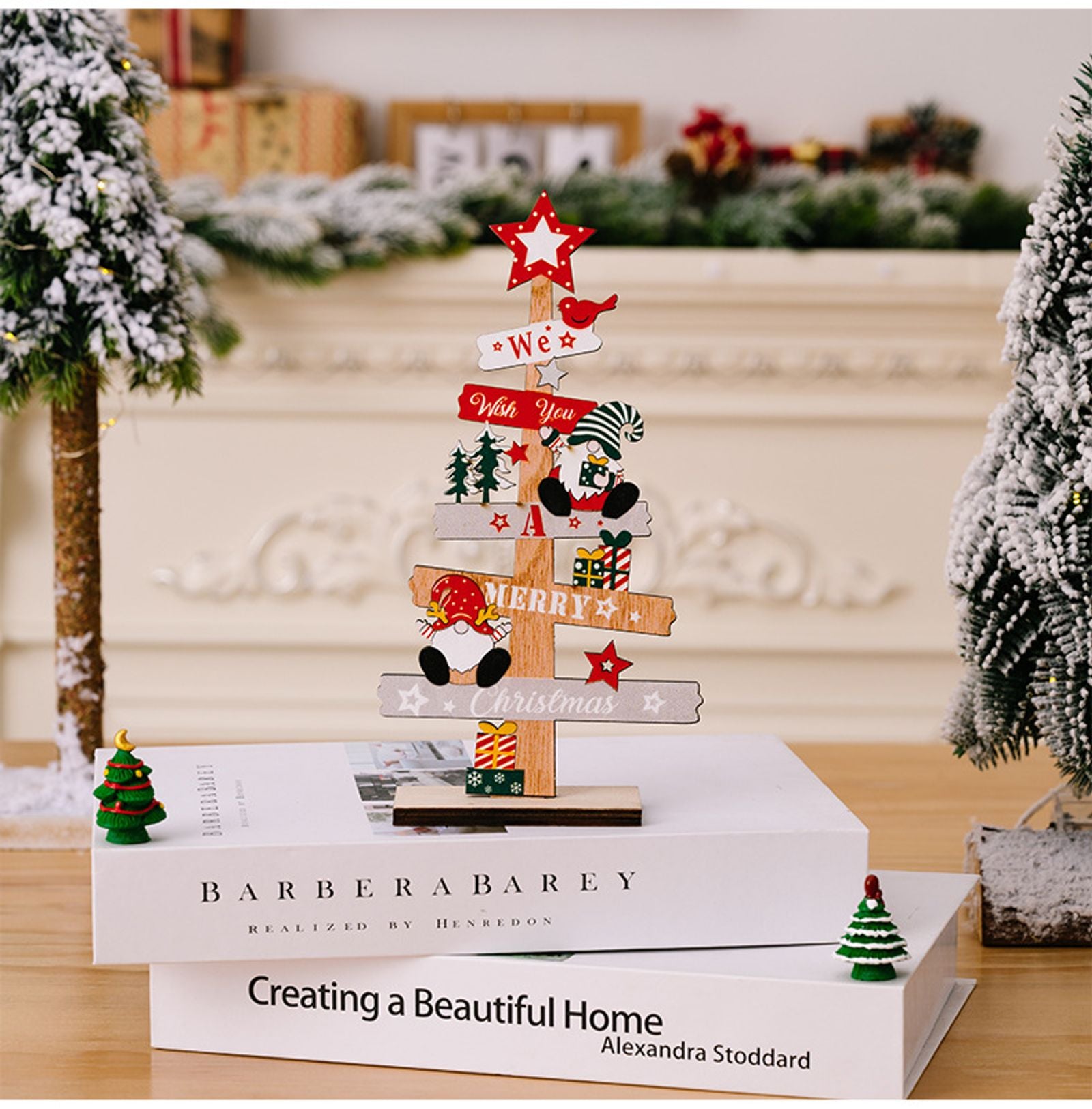 Wooden Christmas Tree Santa Claus DIY Decoration