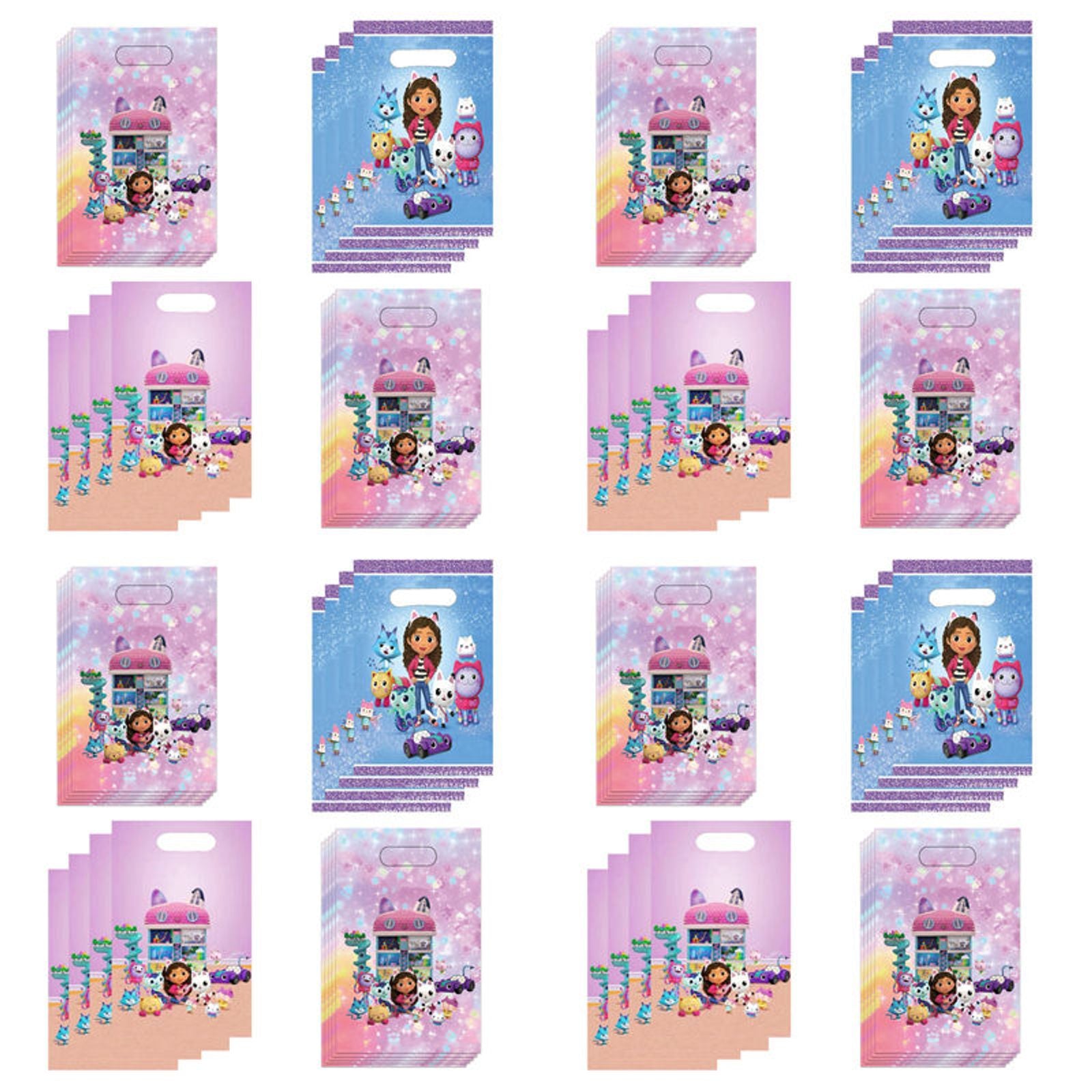 Gabby Dollhouse Theme Plastic Gift Bags for Kids' Parties