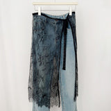 Elegant Lace Midi Skirt with Drawstring Design