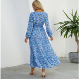 Women’s Bohemian Floral Maxi Dress with Full Sleeves
