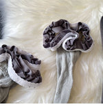 Gray Sexy Hollow Mesh Halter Mini Dress with Stockings