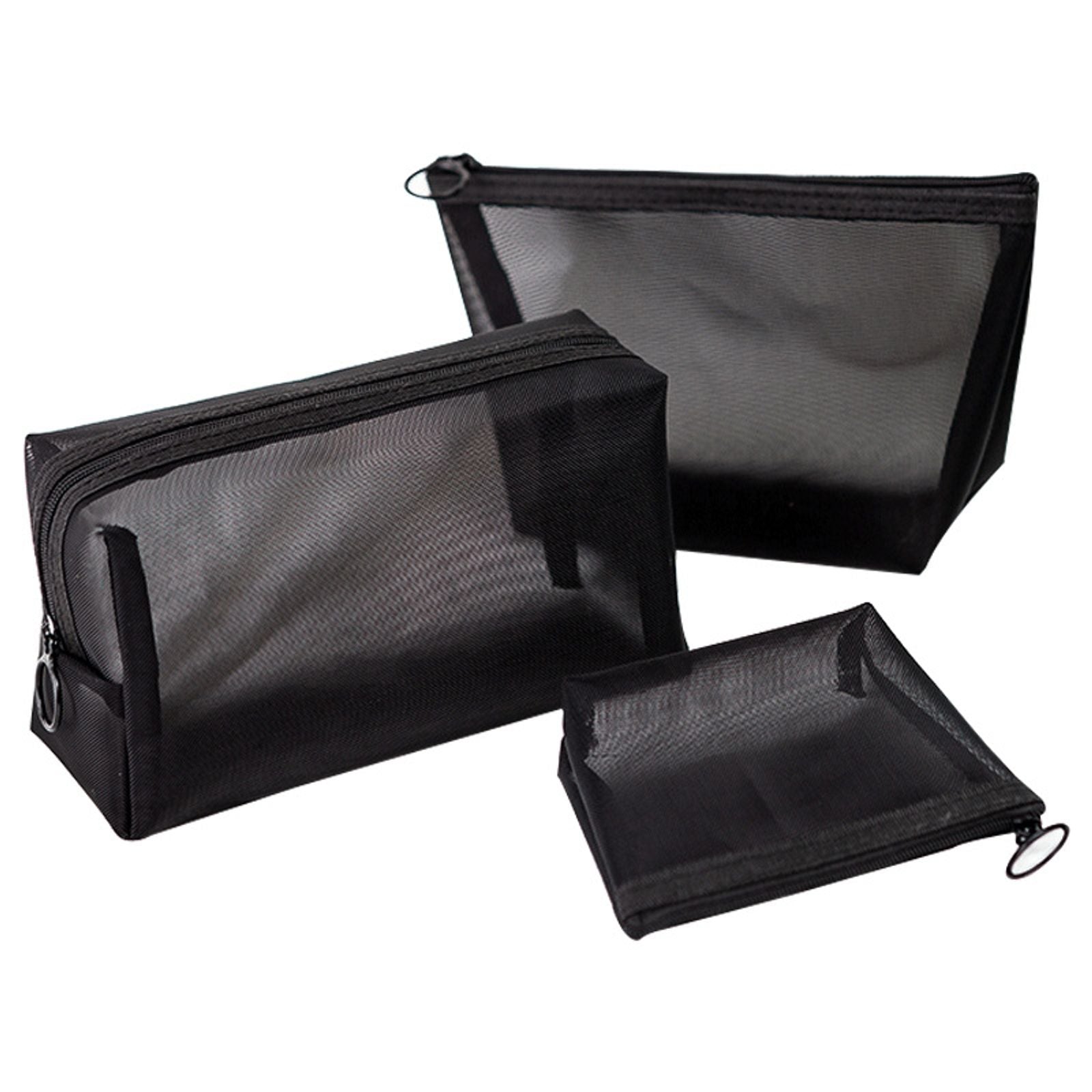 Black Mesh Cosmetic Travel Bag - Portable Makeup Organizer