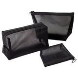Black Mesh Cosmetic Travel Bag - Portable Makeup Organizer