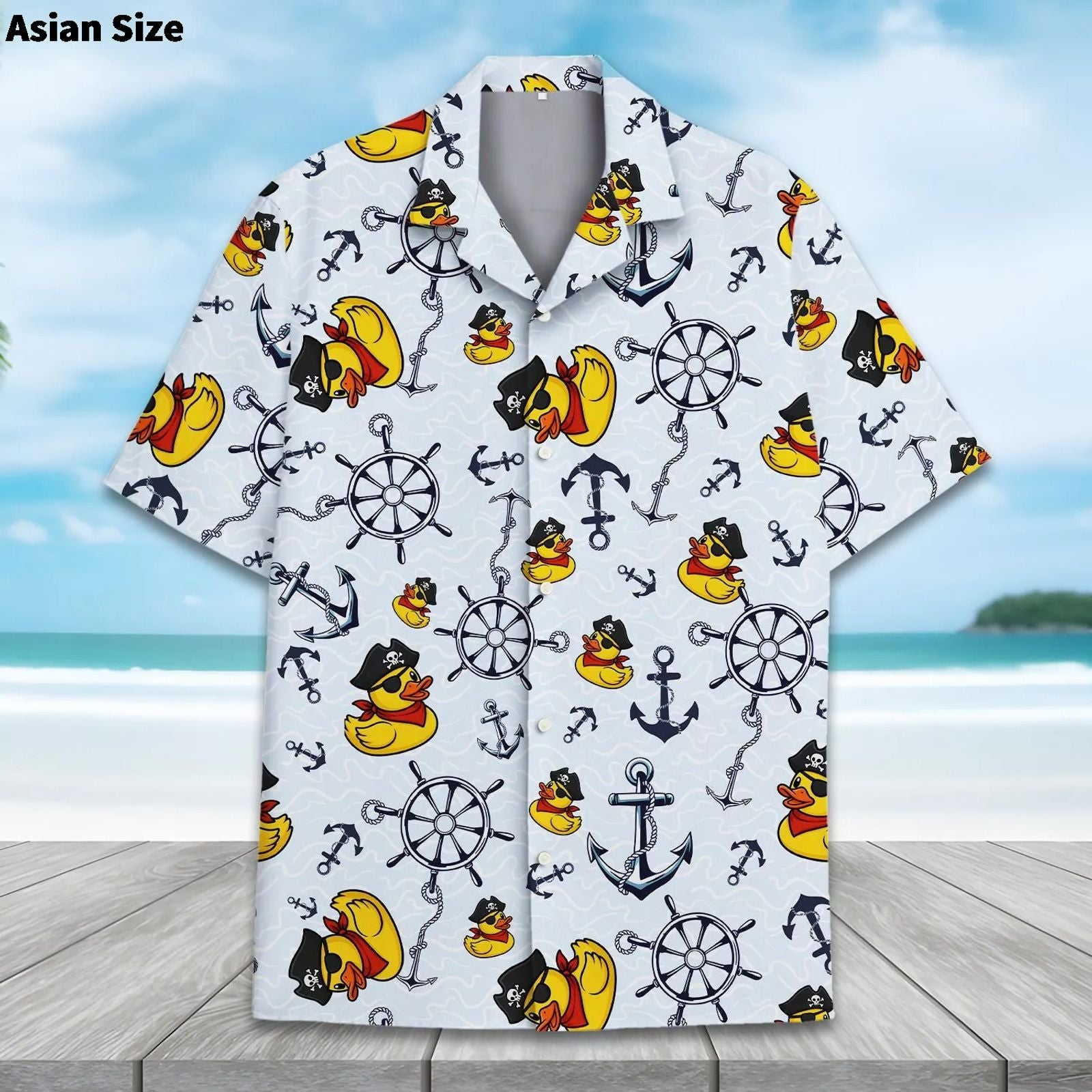 Men's Duck Print Hawaiian Shirt - Short Sleeve Casual Style