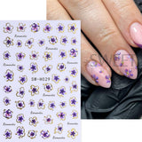 Golden Pink Hibiscus Flower Nail Stickers - 3D Decals
