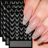 2pcs Reflective Glitter French Nail Art Stickers