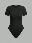 Women's Solid Basic Short Sleeve Bodysuit