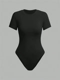 Women's Solid Basic Short Sleeve Bodysuit