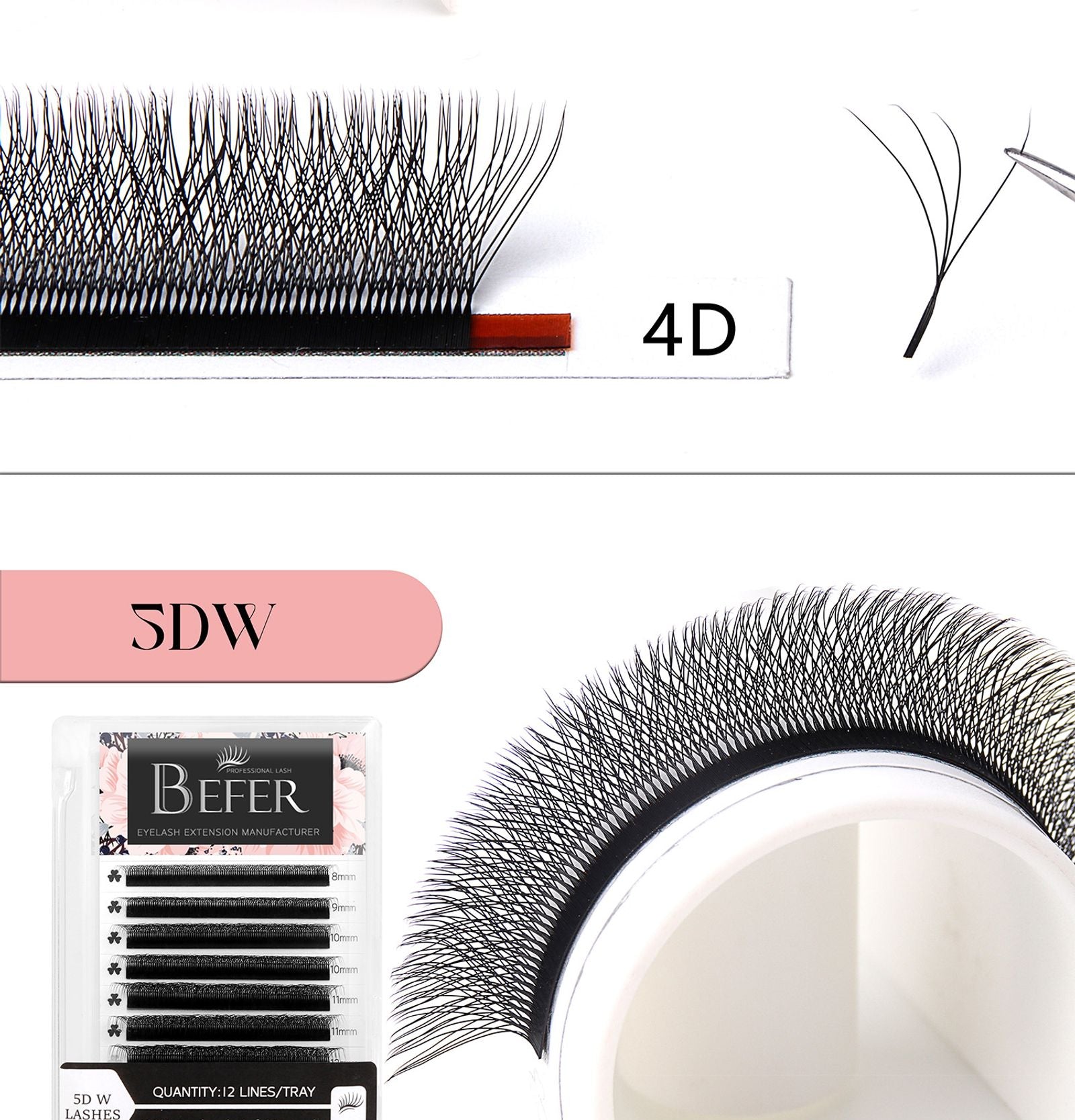 Befer W Shaped Fake Eyelash Extensions - 3D to 6D Variants
