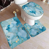 Abstract Blue Marble Bath Mat Set