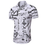 Men's Summer Letter Print Short-Sleeved Hawaiian Shirt