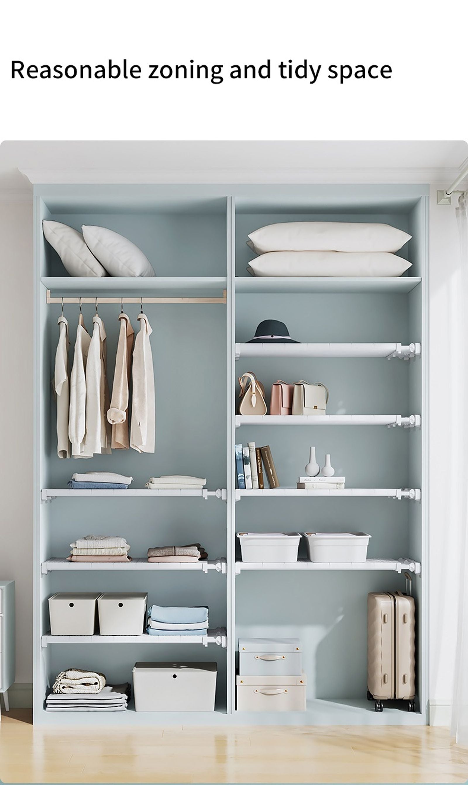 White Expandable Divider for Kitchen and Bathroom Storage