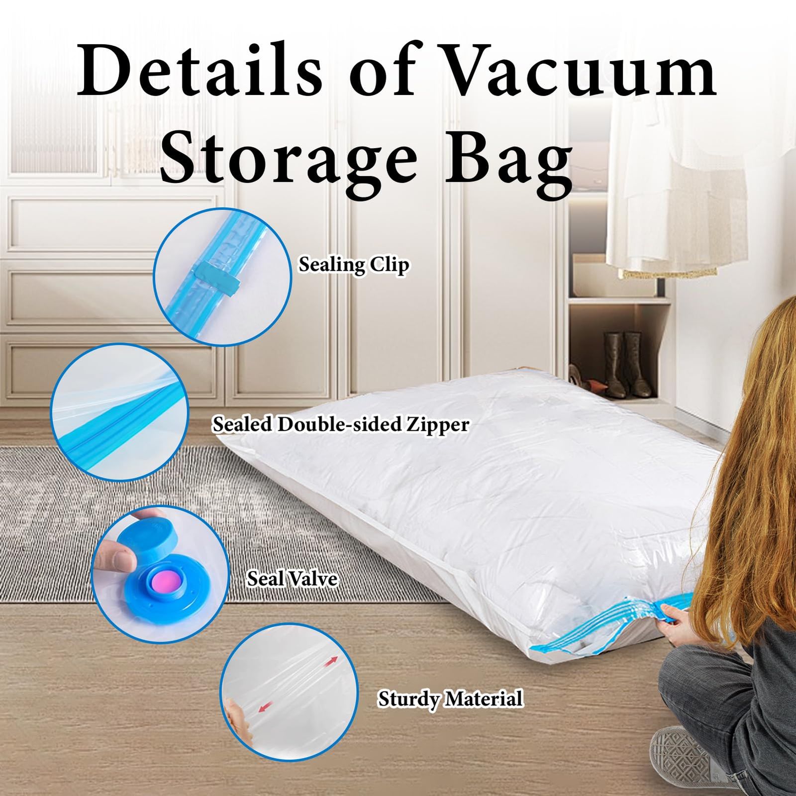 5 Pack Vacuum Storage Bags for Comforters and Clothes