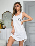 Women's Sleeveless Vest Nightdress with Love Print