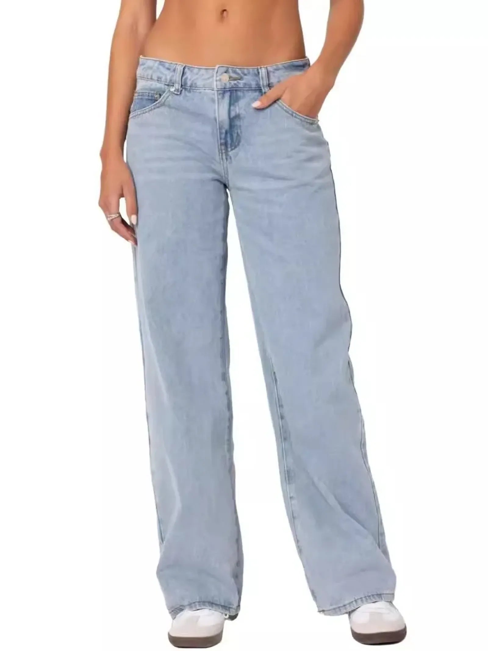 Fashionable Women's High Waist Wide Leg Jeans