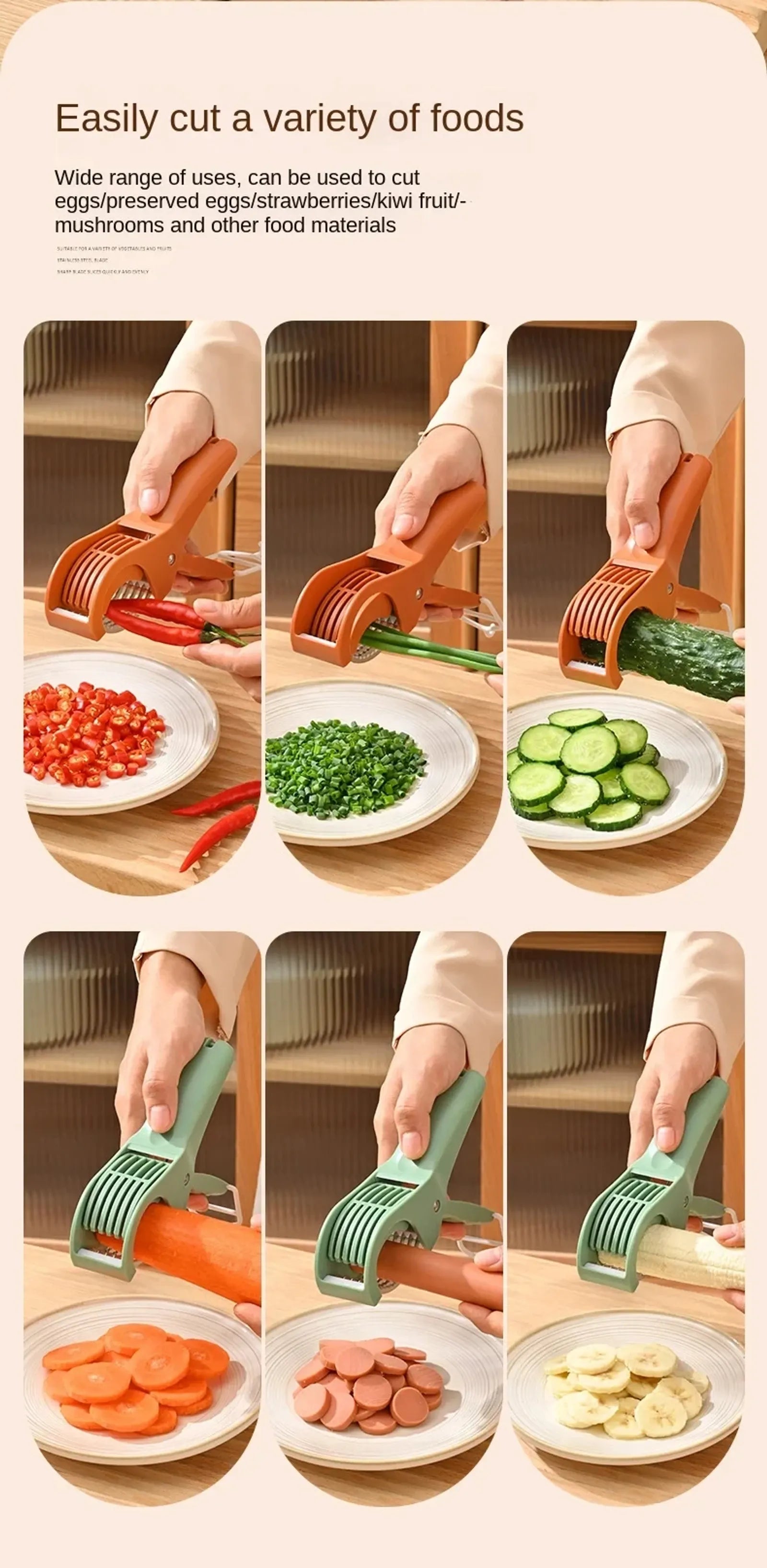 HooFun Stainless Steel Vegetable and Fruit Slicer